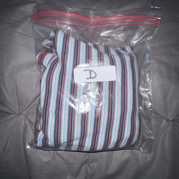 Urban Outfitters BDG Kaylyn Turtleneck Y2K Ribbed Gray Stripe Mini Dress Large - Picture 8 of 9